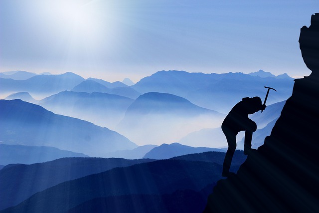 climb, nature, mountaineering, mountains, mountain ranges, mountaineer, mountain climber, mountain climbing, cliffs, silhouette, rock formations, ice ax, summit, sunrise, sunbeam - 4K 8K wallpaper background by TeeFarm | Pix8K