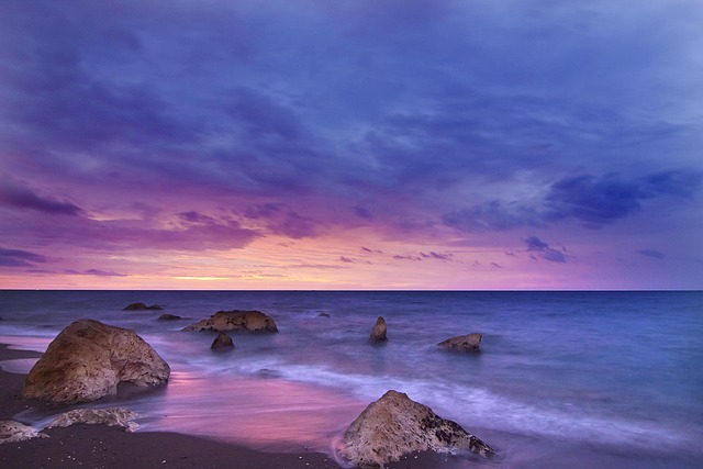 beach, sunset, rocks, shore, seashore, sand, sandy beach, horizon, ocean, seascape, dusk, twilight, afterglow, sky, clouds, dawn, nature, outdoors, sea, sunrise, water, beach, beach, beach, beach, beach, sunrise, sunrise - 4K 8K wallpaper background by Pexels | Pix8K