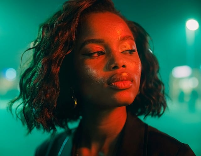 portrait, neon light, dramatic atmosphere, cyberpunk, futuristic, gel lighting, night photography, shadow play, illuminated face, female model, colorful lighting, glowing effect, artistic portrait, silhouette, contrast, woman, vibrant, blue light, laugh, ai generated - 4K 8K wallpaper background by svbvrsv | Pix8K