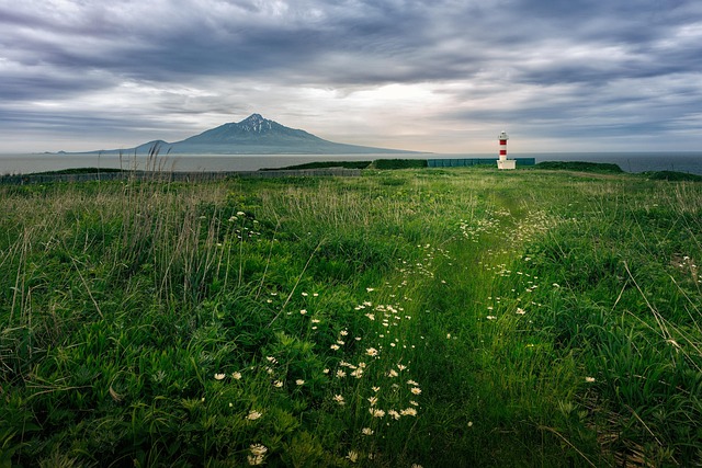 lighthouse, beautiful nature, rishiri island, rishirifuji, rebun island, cloudy sky, hokkaido, japan, landscape, nature background, hd wallpapers, hd wallpaper, nature wallpaper - 4K 8K wallpaper background by Kanenori | Pix8K