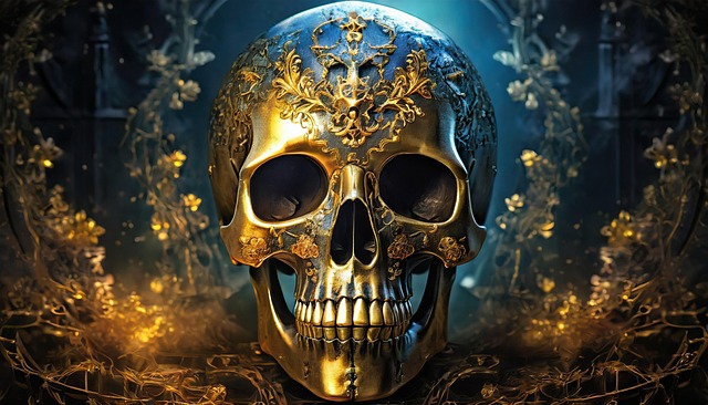 ai generated, skull, hd wallpaper, gold, ornate, art, desktop backgrounds, 4k wallpaper 1920x1080, metal, wallpaper, mac wallpaper, background, full hd wallpaper, artful, free background, dead, wallpaper hd, cult, 4k wallpaper, free wallpaper, beautiful wallpaper, cool backgrounds, windows wallpaper, human, laptop wallpaper, wallpaper 4k, sculpture - 4K 8K wallpaper background by kampfmonchichi | Pix8K