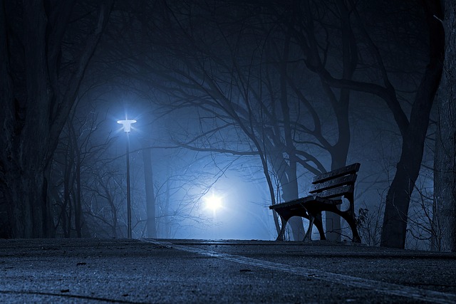 park, bench, night, evening, fog, mist, rain, raining, outdoors, nature, dark, wyspa bolko, opole, poland - 4K 8K wallpaper background by Arcaion | Pix8K