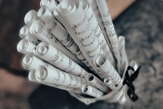 sheet music, music rolls, music notes, classical music, vintage music, music paper, musical art, artistic composition, music sheets, rolled paper, music background, melody, music symbol, orchestra, creative flatlay, music lover, composer inspiration, music closeup, retro music, artistic concept, musical creativity, harmony, musical score, overhead photo, aesthetic photography - 4K 8K wallpaper background by Van3ssa_ | Pix8K
