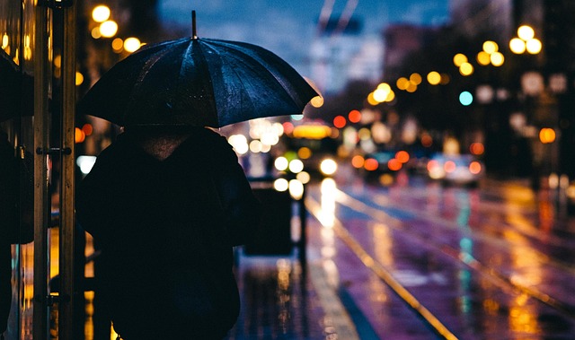 adult, blur, bokeh, city, evening, light, man, outdoors, person, rain, reflection, road, street, umbrella, nature, wet, raining - 4K 8K wallpaper background by Pexels | Pix8K