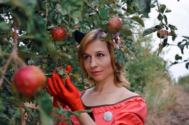 model, apple picking, female, apples, applr orchard, female model, portrait, woman, girl, pet, lady, animal, fashion, style, wardrobe, modeling, pose, posing, cosplay, anime, cat, image, costume, pink, ears, fields, meadows, outdoors, nature - 4K 8K wallpaper background by Sunriseforever | Pix8K