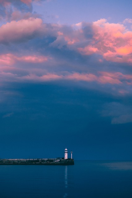lighthouse, phone wallpaper, coast, sunset, clouds, nature, sea, sky, outdoors, aesthetic wallpaper, iphone wallpaper - 4K 8K wallpaper background by NikolasV | Pix8K