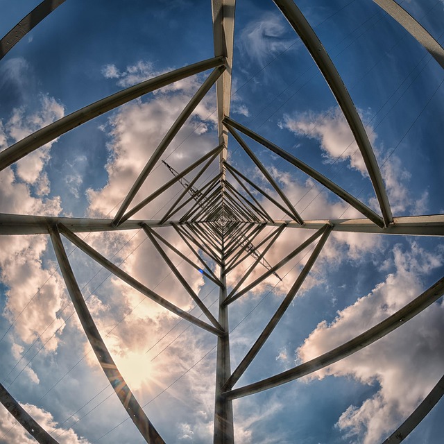 power pole, nature, steel construction, technology, sunbeams, architecture, heaven, building, clouds, ultra wide angle - 4K 8K wallpaper background by winterseitler | Pix8K