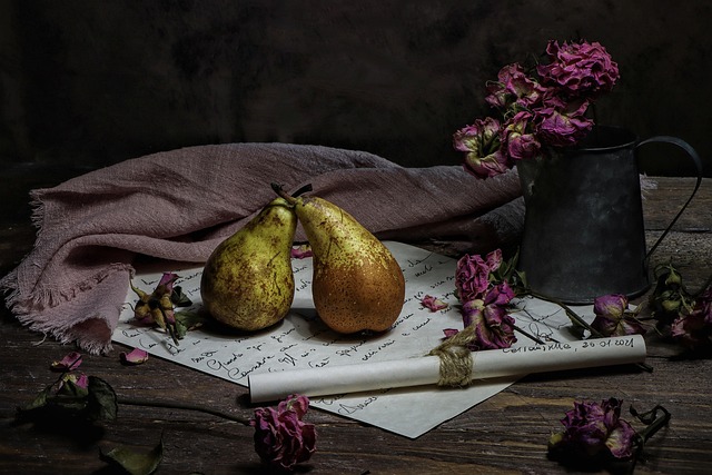 pears, beautiful flowers, fruits, flower background, rustic aesthetic, flower wallpaper, nature, flowers, vintage aesthetic, still life - 4K 8K wallpaper background by Rosy_Photo | Pix8K