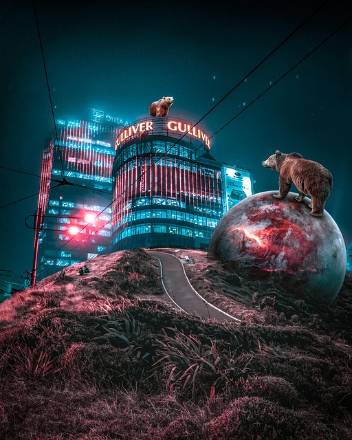 background, cover, building, night, ravine, nature, city, bear, ball, planet, photoshop, fantasy, treatment, photo, beautiful wallpaper, road, neon, iphone wallpaper - 4K 8K wallpaper background by elvina1332 | Pix8K