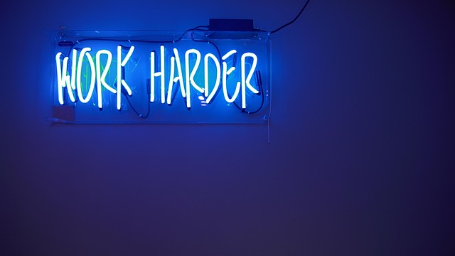 work harder, blue, motivation, neon lights, sign, text, blue lights, neon sign, glow, glowing, incandescent, lighting, motivation, motivation, motivation, motivation, motivation - 4K 8K wallpaper background by Pexels | Pix8K