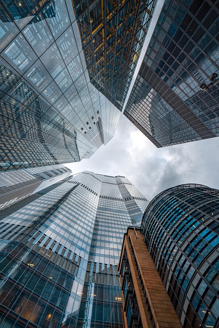 skyscraper, architecture, city, facade, glass, perspective, cityscape, high - 4K 8K wallpaper background by Pana68 | Pix8K