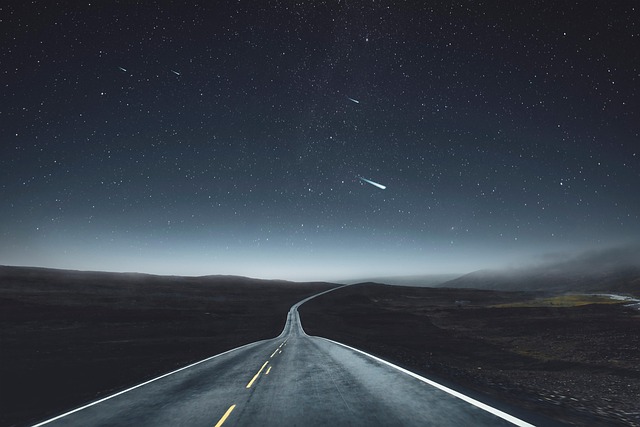 highway, night, landscape, sky, nature, stars, shooting star, night sky, asteroid, mountains, fog, darkness - 4K 8K wallpaper background by ELG21 | Pix8K